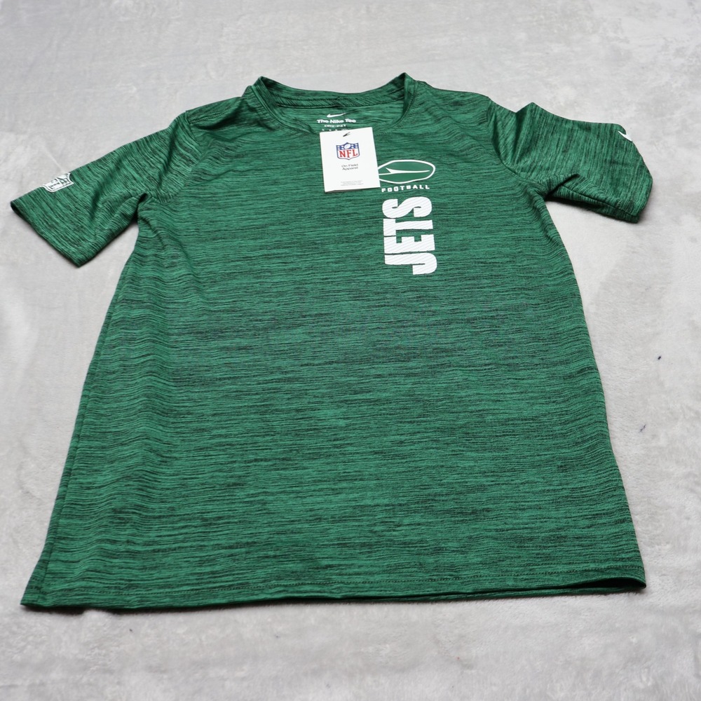 New York Jets Shirt Kids Medium 10-12 Nike Green NFL Sideline Velocity $35 NEW